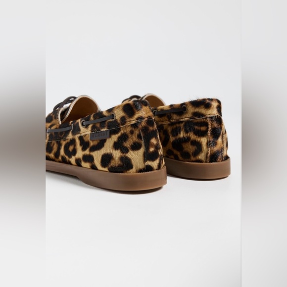 Manebi Leopard Print Women's Boat Shoes Loafers Ponyhair - Picture 2 of 4